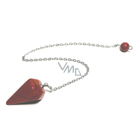 Jaspis Pendel rot Naturstein 2,5 cm + 18 cm Kette mit Perle, Vollpflege Stein