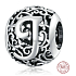 Sterling Silber 925 Magic Alphabet Buchstabe J mit Blumen, Perle für Armband