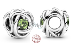 Charme Sterling Silber 925 Infinity Kreis der Ewigkeit August hellgrün, Perle für Armband