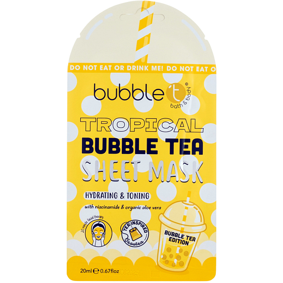 Bubble't Tropical Bubble Tea Textilmaske für alle Hauttypen 20 ml