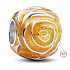 Charm Sterlingsilber 925 Gelbe Rose in Blüte, Perle für Armband Natur
