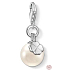 Charm Sterling Silber 925 Perle mit vierblättrigem Kleeblatt, Karabinerverschluss, Armband Anhänger Symbol