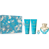 Versace Dylan Turquoise Pour Femme toaletní voda 100 ml + tělový gel 100 ml + sprchový gel 100 ml + toaletní voda miniatura 5 ml, dárková sada pro ženy
