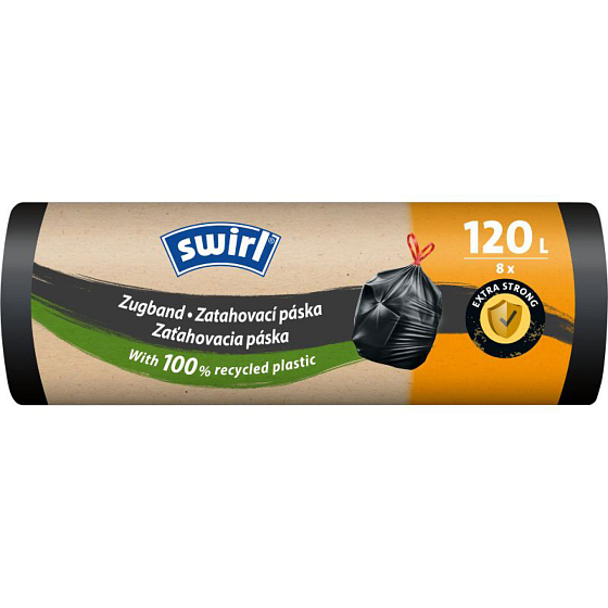 Swirl extra starke Ziehbeutel für Müll 120 l, 70 × 100 cm, 33 µ, 8 Stk