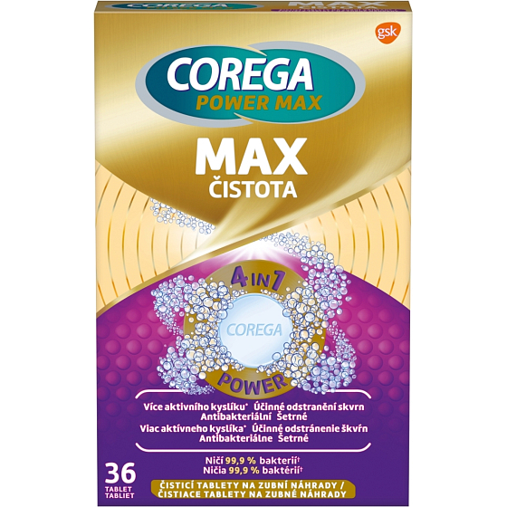 Corega Power Max Max Reinheit Reinigungstabletten für Zahnprothesen, 36 Stk