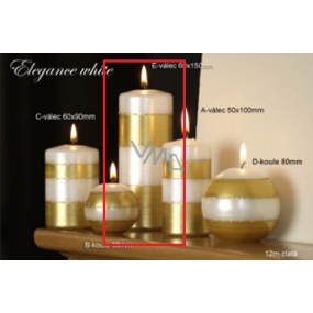 Lima Elegance White Candle Gold Zylinder 60 x 150 mm 1 Stück