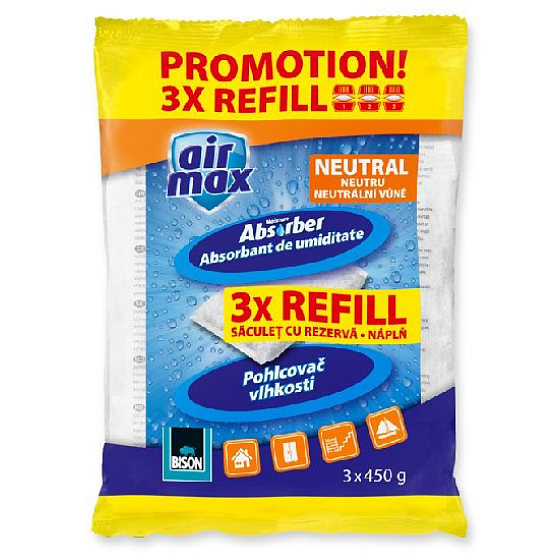 Bison Air Max Neutrales Feuchtigkeitsabsorber-Nachfüllgranulat 3 x 450 g
