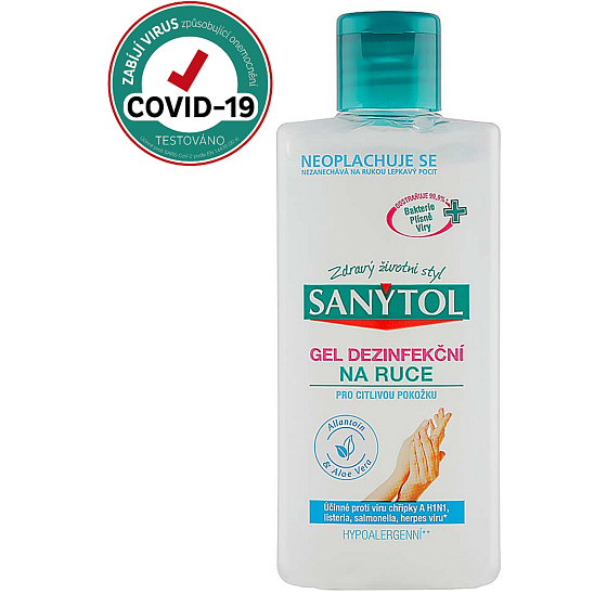 Sanytol Sensitive Desinfektionsgel für die Hände, feuchtigkeitsspendend, zerstört Viren und Bakterien 75 ml (AH1N1)