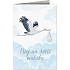 Nekupto Geburtstagskarte Storch mit babyblau 115 x 170 mm 3601 F.