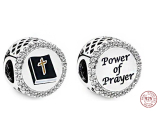 Charm Sterling Silber 925 Religiöse Charms Kraft des Gebets, Perle für Armband