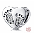 Charme Sterling Silber 925 Herz Fußabdruck Perle auf Armband Familie