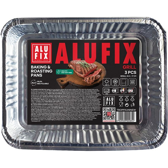 Alufix universelle Aluminium-Grillpfanne 16 x 26 x 4 cm, 3 Stk