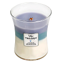 WoodWick Trilogy Calming Retreat - Beruhigende und entspannende Duftkerze mit Holzdocht und Deckel Glas mittel 275 g