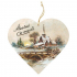 Böhmen Geschenke Dekoratives Holzherz mit dem Aufdruck Happy and Merry - Church 13 cm