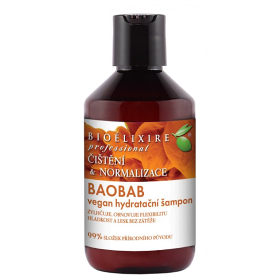Bioelixire Vegan Baobab feuchtigkeitsspendendes Shampoo für trockenes, sprödes und beschädigtes Haar 300 ml - exp 05/23