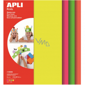 Apli Fluor Schaum (gelb, grün, orange, pink) 210 x 297 x 2 mm A4 4 Blatt
