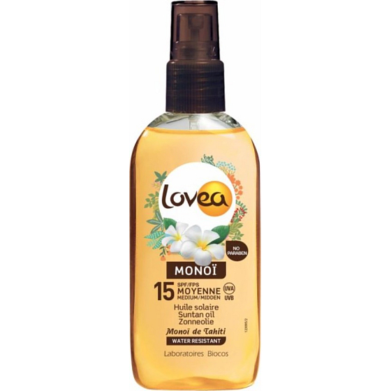 Lovea Bio Monoi SPF15 wasserfestes Sonnenölspray 125 ml