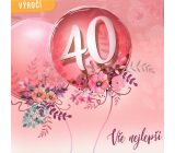 Nekupto 40 Jahre Jubiläumskarte 150 x 150 mm Happy Birthday rosa