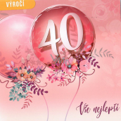 Nekupto 40 Jahre Jubiläumskarte 150 x 150 mm Happy Birthday rosa