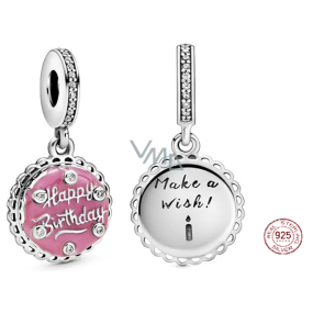 Sterling Silber 925 Geburtstagstorte Rosa, Geburtstag Armband Anhänger Sterling Silber 925 Geburtstagstorte Rosa, Geburtstag Armband Anhänger