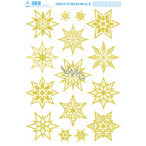 Bogen Weihnachtsaufkleber, Fensterfolie ohne Kleber Goldsterne mit Glitzer 35 x 25 cm