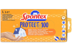 Spontex Protect 100 Einmalartikel, hypoallergen, puderfrei, Vinyl, Größe L, Karton mit 100 Stück