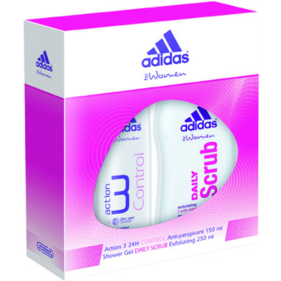 Adidas Action 3 Control Antitranspirant Dodorant Spray 150 ml + Daily Scrub Duschgel 250 ml, Kosmetikset