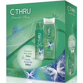 C-Thru Emerald Shine Deodorant Spray für Frauen 150 ml + Duschgel 250 ml, Geschenkset C-Thru Emerald Shine Deodorant Spray für Frauen 150 ml + Duschgel 250 ml, Geschenkset
