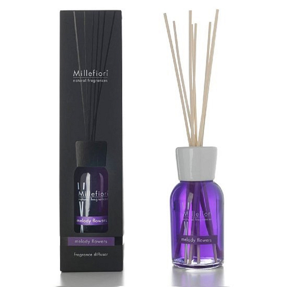 Millefiori Milano Natural Melody Flowers - Akkorde von Blumen Diffusor 250 ml + 8 30 cm lange Stiele für mittelgroße Räume hält mindestens 3 Monate