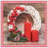 Aha Papierservietten 3-lagig 33 x 33 cm 20 Stück weihnachtlicher weißer Kranz, 2 rote Kerzen und Dekorationen