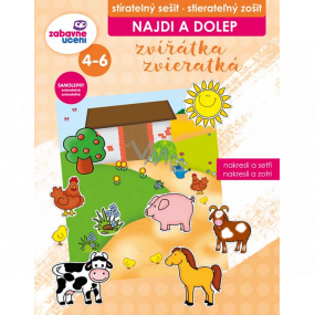 Ditipo Najdi a dolep Animals löschbares Notizbuch, entfernbare Aufkleber, entwickelt logisches Denken, Feinmotorik für Kinder von 4 bis 6 Jahren 16 Seiten