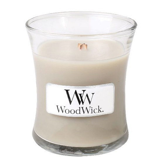 WoodWick Wood Smoke - Duftkerze aus Zedernholzrauch mit Holzdocht und Deckelglas klein 85 g