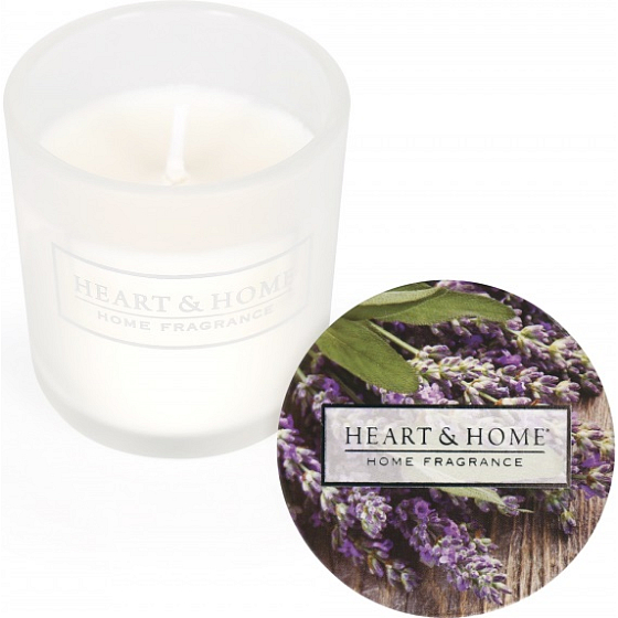 Heart & Home Lavendel und Salbei Sojaduft-Votivkerze im Glas Brenndauer bis zu 15 Stunden 5,8 x 5 cm