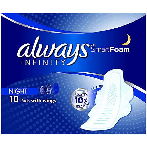 Always Infinity Night Damenbinden mit Flügeln 10 Stück