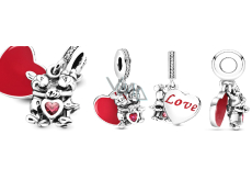 Charms Sterling Silber 925 Disney, Minnie & Mickey in der Liebe, Liebesarmband-Anhänger