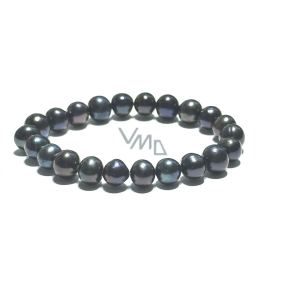 Perle schwarz Armband elastisch natürlich, Kugel 9 mm / 16 - 17 cm, Symbol der Weiblichkeit, bringt Bewunderung Perle schwarz Armband elastisch natürlich, Kugel 9 mm / 16 - 17 cm, Symbol der Weiblichkeit, bringt Bewunderung
