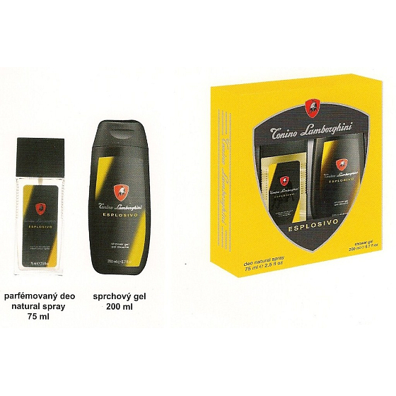 Tonino Lamborghini Esplosivo parfümiertes Deodorantglas für Männer 75 ml + Duschgel, Kosmetikset