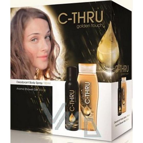 C-Thru Golden Touch Duschgel 250 ml + Deodorant Spray 150 ml, für Frauen Kosmetikset