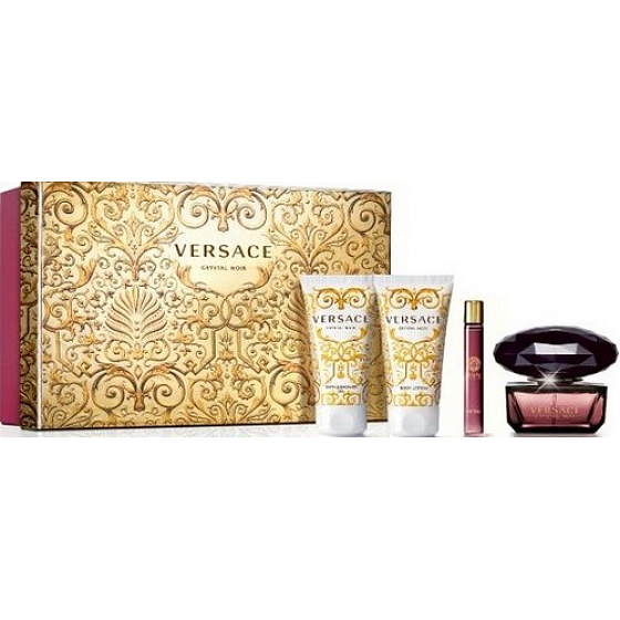 Versace Crystal Noir Eau de Toilette 50 ml + Körperlotion 50 ml + Duschgel 50 ml + Rollerball 10 ml, Geschenkset