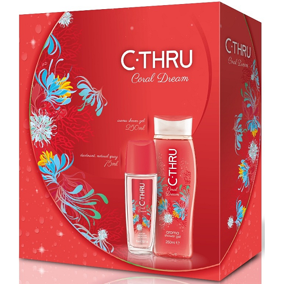 C-Thru Coral Dream parfümiertes Deodorantglas für Frauen 75 ml + Duschgel 250 ml, Geschenkset