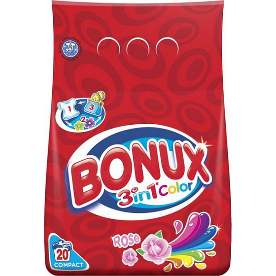 Bonux Color Rose 3 in 1 Waschpulver für farbige Wäsche 20 Dosen 1,4 kg