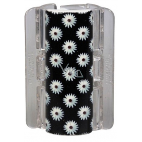 Linziclip Maxi Haarspange schwarz mit Gänseblümchen 8 cm geeignet für dickeres Haar 1 Stück
