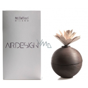 Millefiori Milano Air Design Diffusorbehälter zum Duften von Duft unter Verwendung einer porösen Holzplatte mit blumenbrauner Kugel