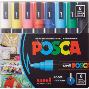 Posca Universal-Acrylmarker-Set 1,8 - 2,5 mm Mix aus Grundfarben 8 Stück PC-5M