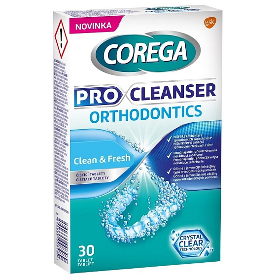 Corega Pro Cleanser Clean & Fresh Reinigungstabletten für kieferorthopädische Geräte 30 Stück