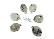Kristall mit Turmalin Tumbler Anhänger Naturstein, 2,2-3 cm, 1 Stück, Steinchen
