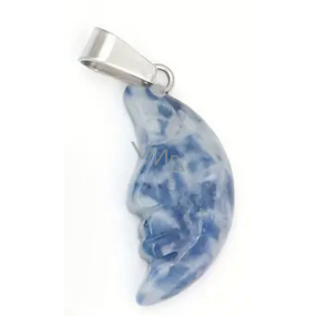 Sodalith Mond Anhänger Naturstein, handgeschliffenes Figürchen 2,2 x 10 mm, Stein Kommunikation Sodalith Mond Anhänger Naturstein, handgeschliffenes Figürchen 2,2 x 10 mm, Stein Kommunikation