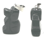 Onyx Hund Anhänger Naturstein, handgeschliffene Figur 1,8 x 2,5 x 8 mm, Stein der Lebenskraft