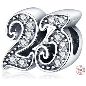 Charme Sterling Silber 925, 23 Jahrestag, Perle für Armband