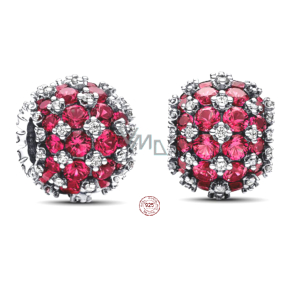 Charm Sterling Silber 925 Glitzernde runde rote Charm Pavé, Perle auf Armband Symbol Charm Sterling Silber 925 Glitzernde runde rote Charm Pavé, Perle auf Armband Symbol